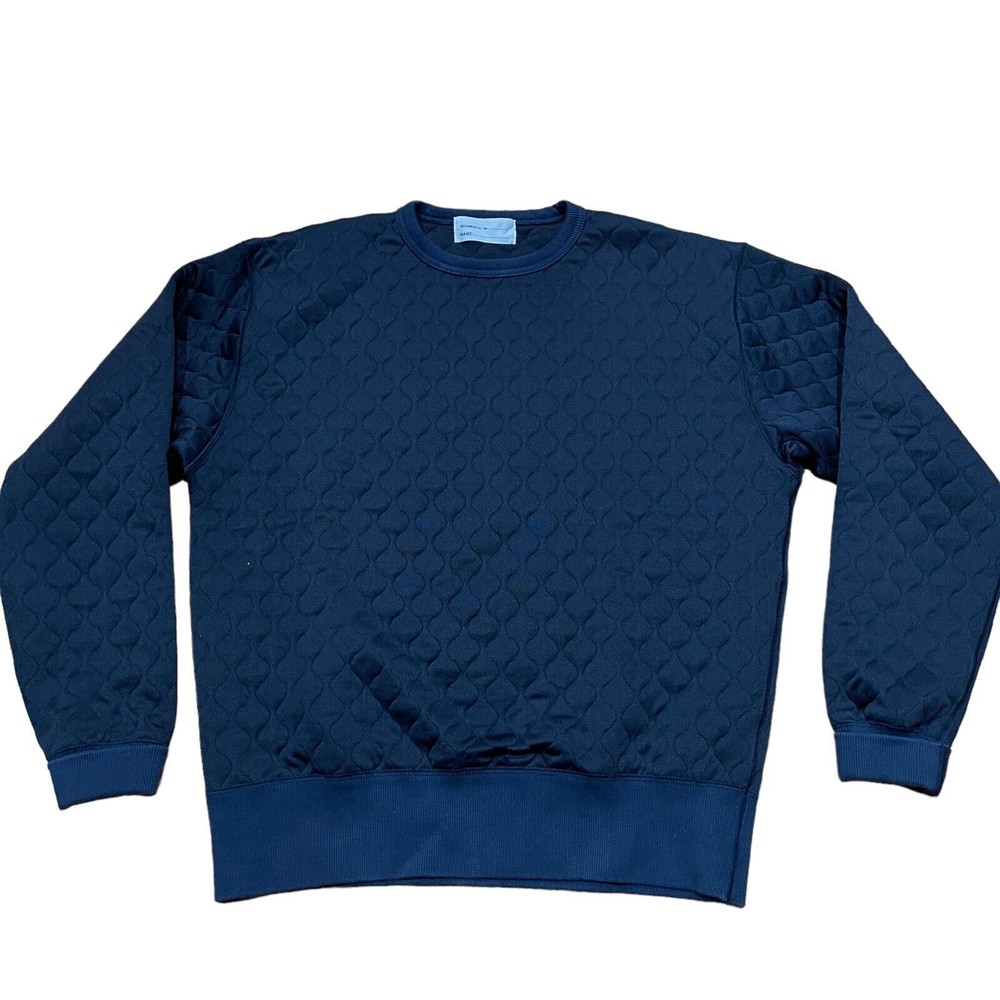 Chimala Mens Quilted Satin Jersey Crewneck Sweatshirt Size XS Navy Blue RARE